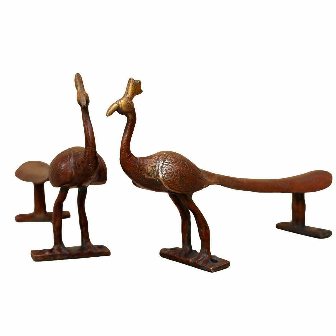 Brass Bird Door Handle Pair Turkey Style Peacock Hotel Pull Door Hardware GTX