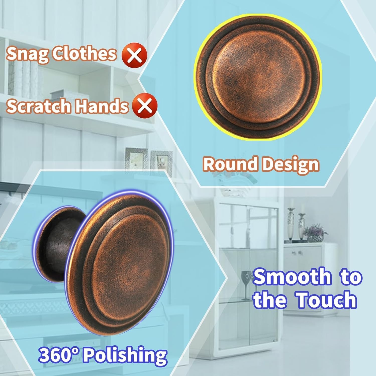 8 Pack Dresser Knobs, Antique Brass Drawer Handles, Closet Knobs for Cabinets