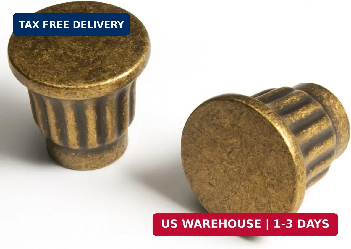 Antique Brass Cabinet Knobs Classic Vintage Flat Drawer Pulls Zinc Alloy Drawer