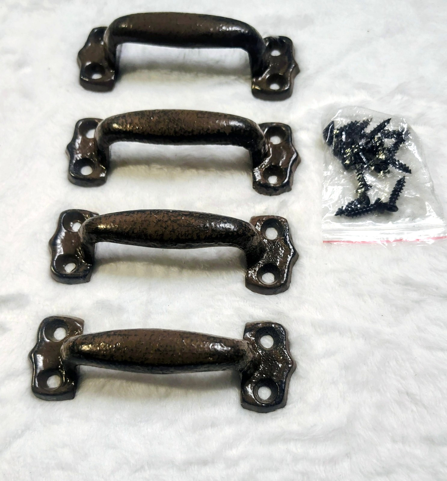 4 Rustic Cabinet Handle Cast Iron Drawer Pull Door Antique Style 4′ Hardware