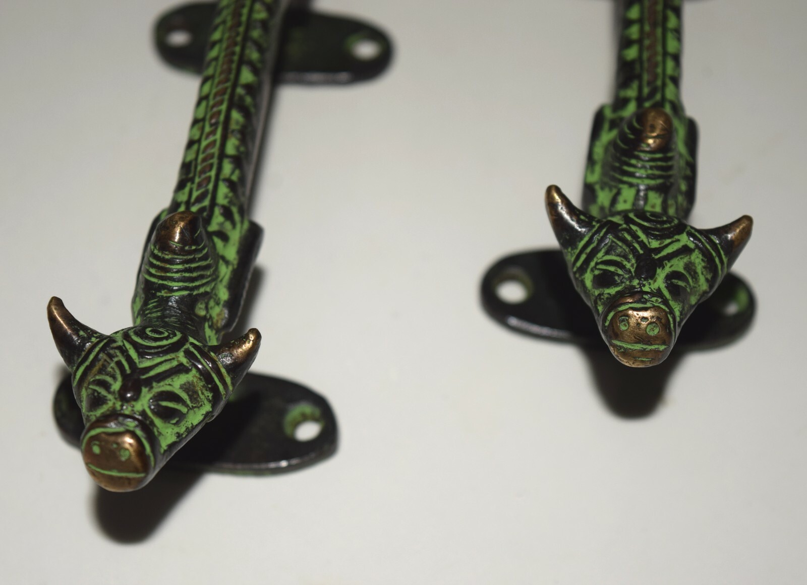 Tribal Art Nandi Door Handles Pair Farming Bull Cupboard Grips Gate Puller HK162