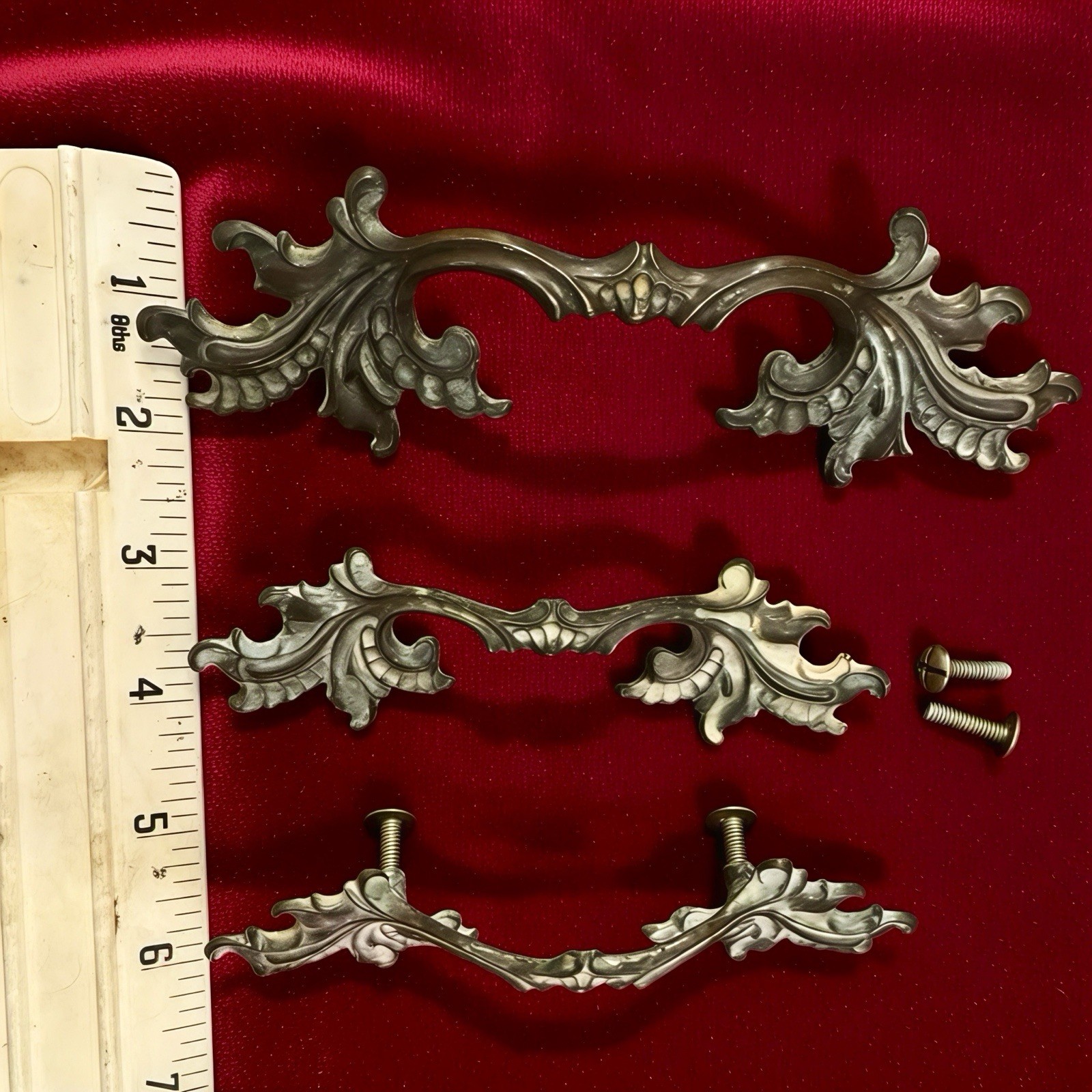 Vintage Brass Drawer Pulls Lot of 9 *Keeler Brass Co 1960s | French Provincial