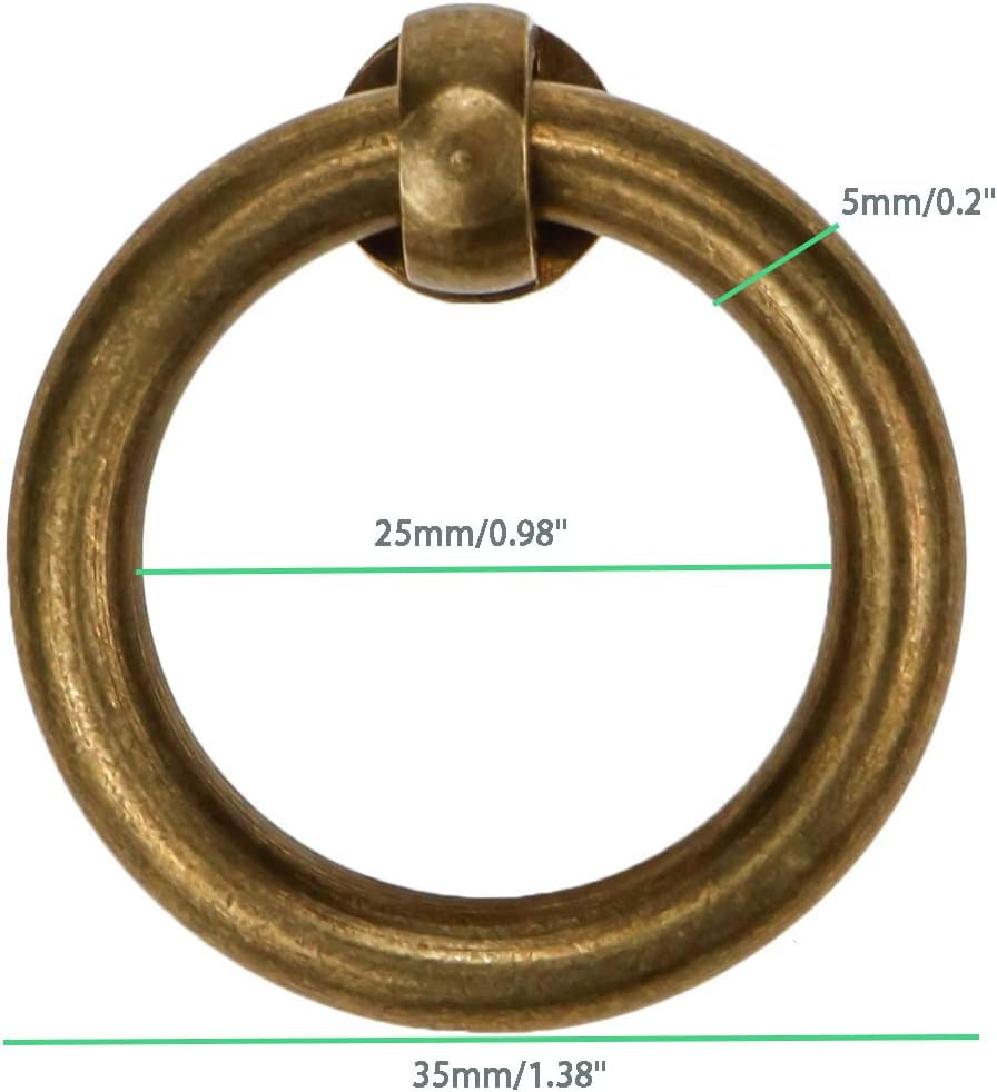 Antique Bronze Pulls Ring 6Pcs, 1.38 Inch Drawer Handles, Drop Ring Pulls Vintag