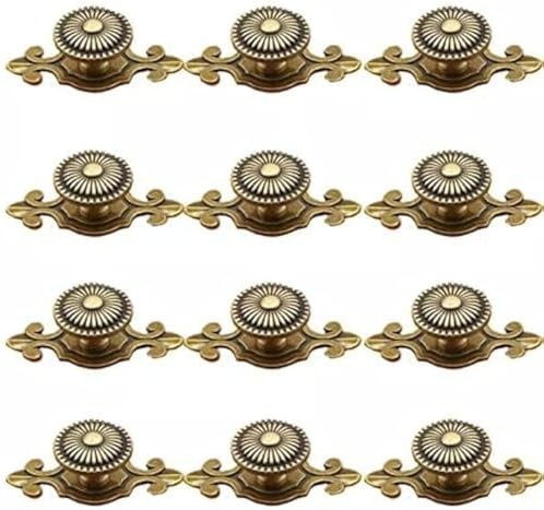 Golden Brass Antique Vintage Retro Drawer Cabinet Metal Knobs with Backplates 12