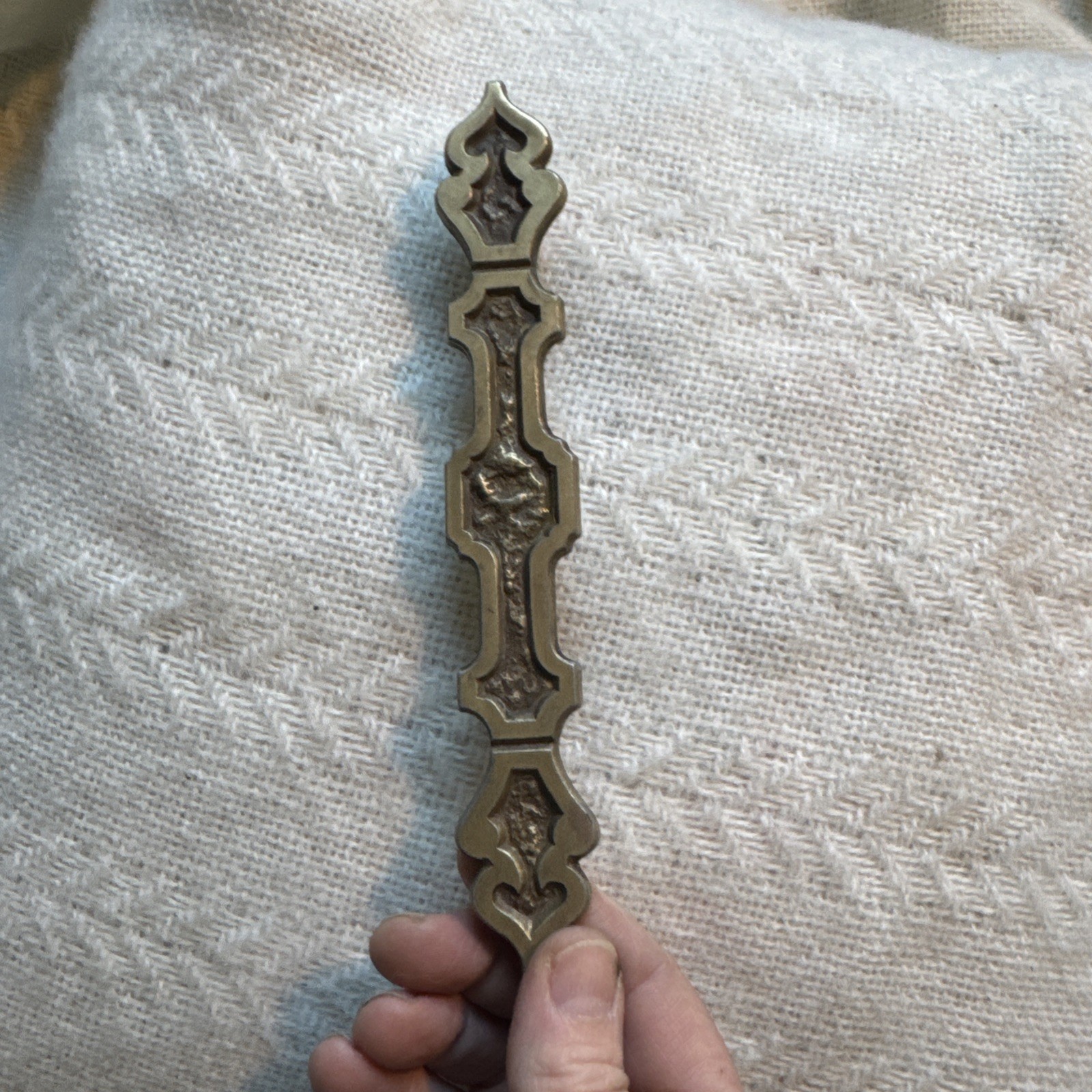 4 Antique Drawer Pull Handles (3″ Center) Brutalist Aged Vtg Hardware #578