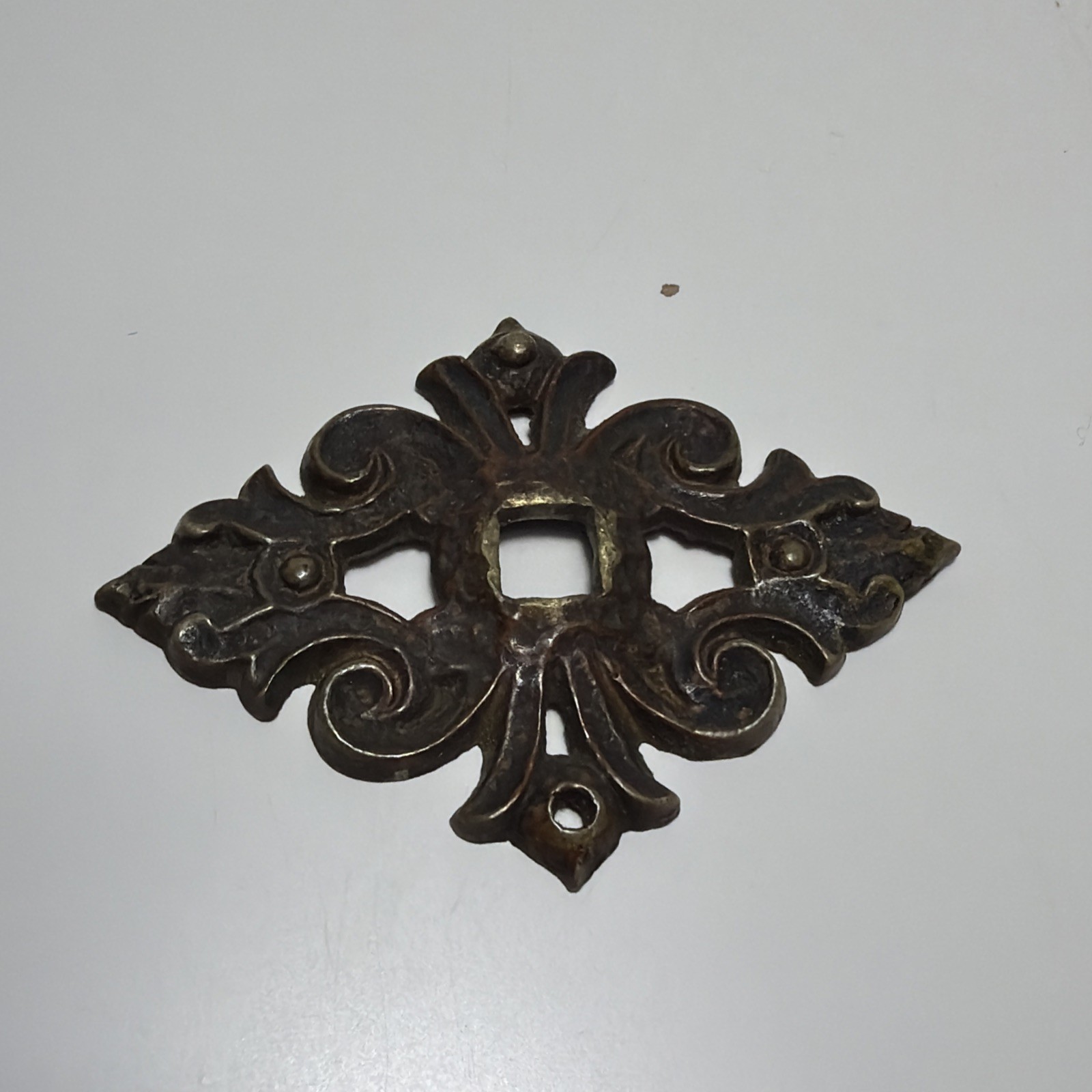Vintage Drawer Hardware Metal Back Plate Brass 2.5″ Diamond Escutheon Gold