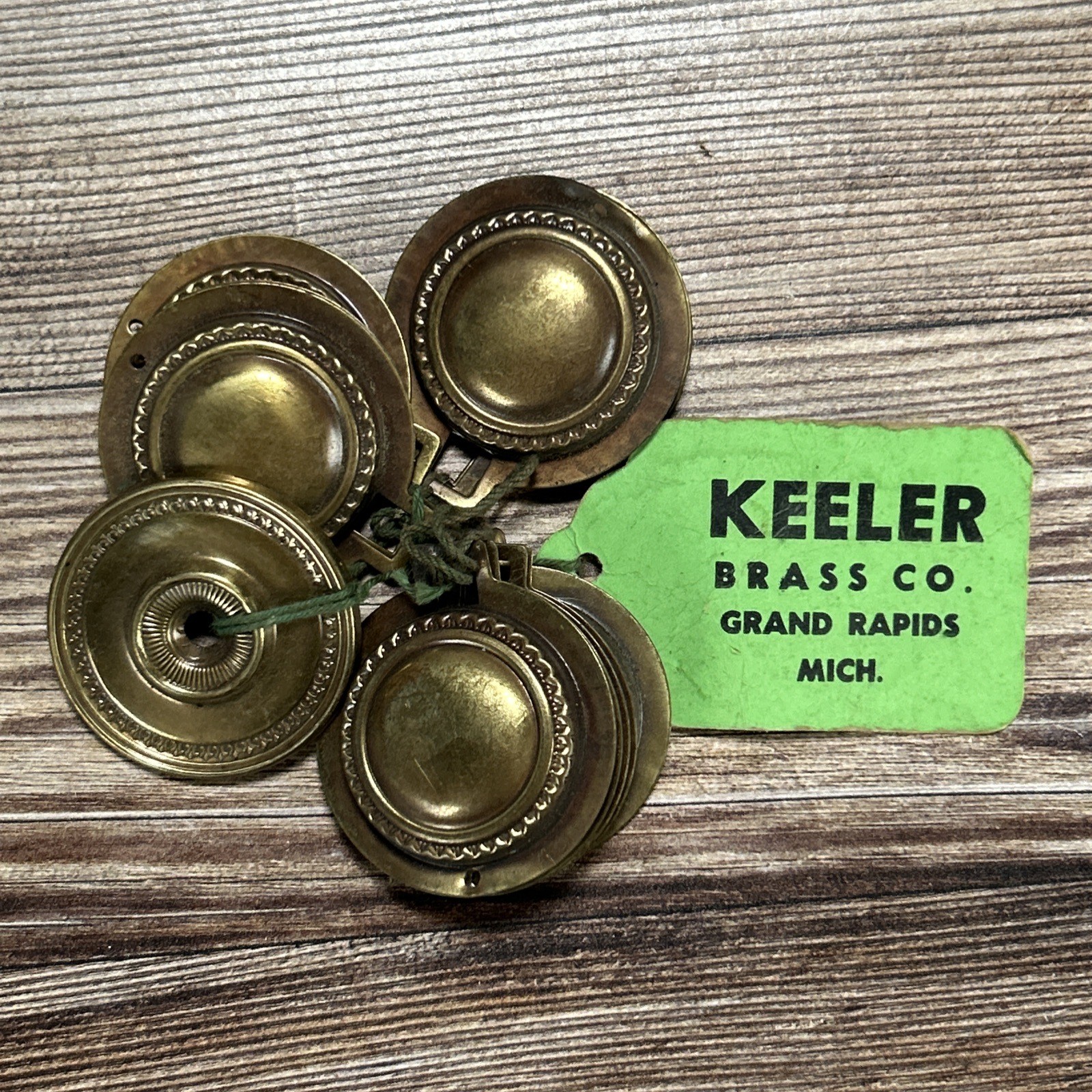 Vintage Brass Rope Edge Hepplewhite Drawer Pull Rosette Lot Keller Brass Co 1950