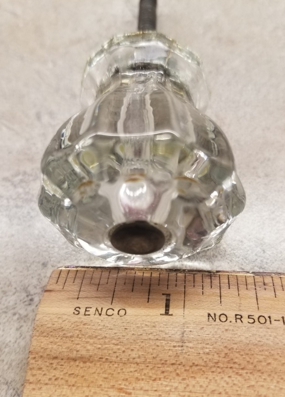 2 Vintage Clear Glass Drawer Cabinet Knobs Pulls 1.5″ 10-Sided Fluted & Faceted