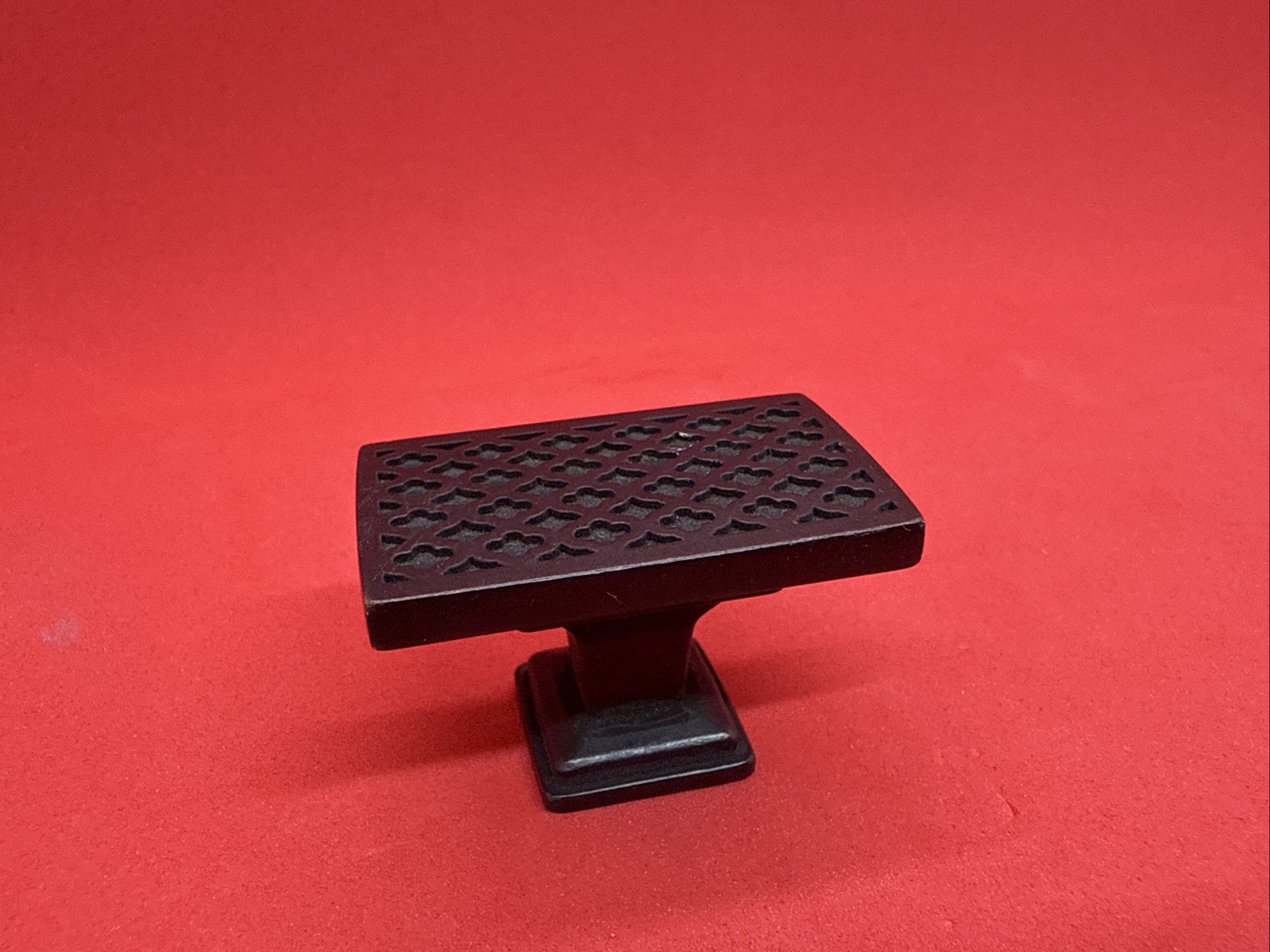 Wrought Iron Black Bronze Quatrefoil Geometric Lattice Drawer Pull Cabinet Knob