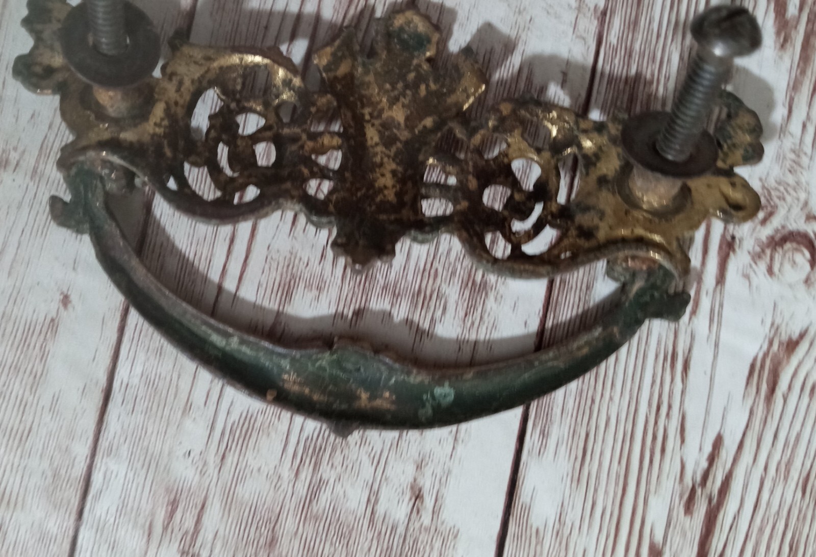 7 Antique Cast Brass Drawer Pulls Drop Bail Victorian Furniture Handle Hardware
