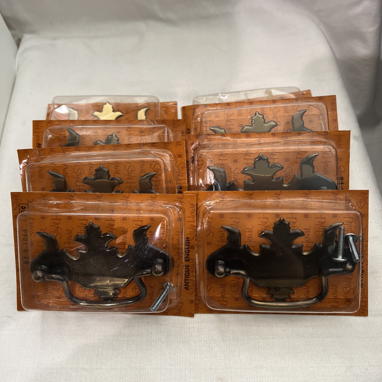 Vintage Antique English Golden Tone Drawer Handles 4” Set Of 8