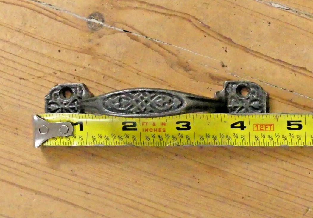 25 Small Drawer Pulls 4 1/4″ Window Antique Vintage Style Ornate Cast Iron Grasp