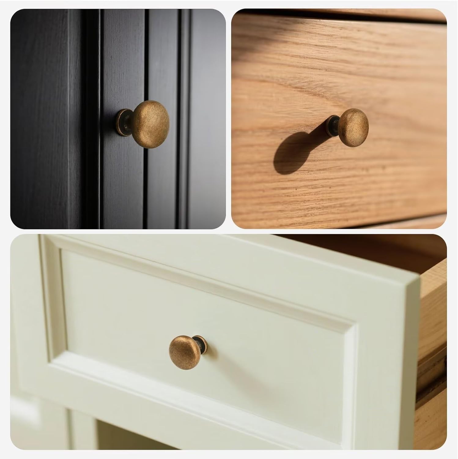 Rust-Resistant Antique Brass Drawer Knobs – 12 Vintage Style Cabinet Pulls