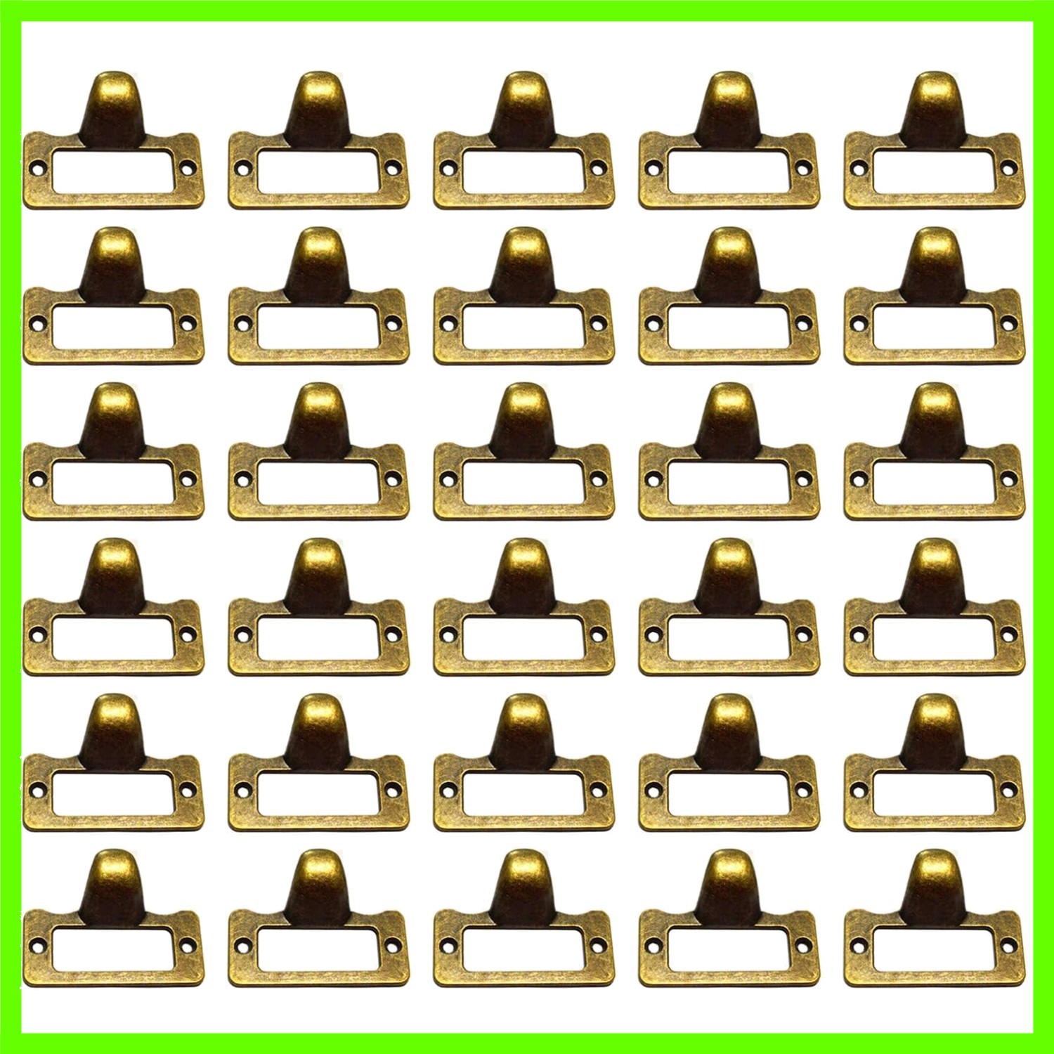 30-Pack Zinc Alloy Antique Bronze Label Frame Drawer Pulls -Vintage Industria…