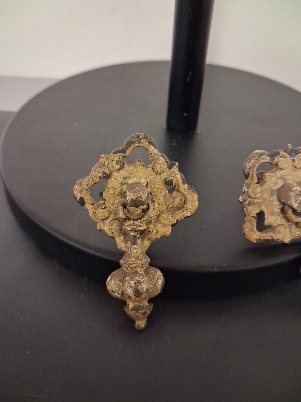 Antique Brass Hanging Drop Pulls Set Of 3 England Gold
