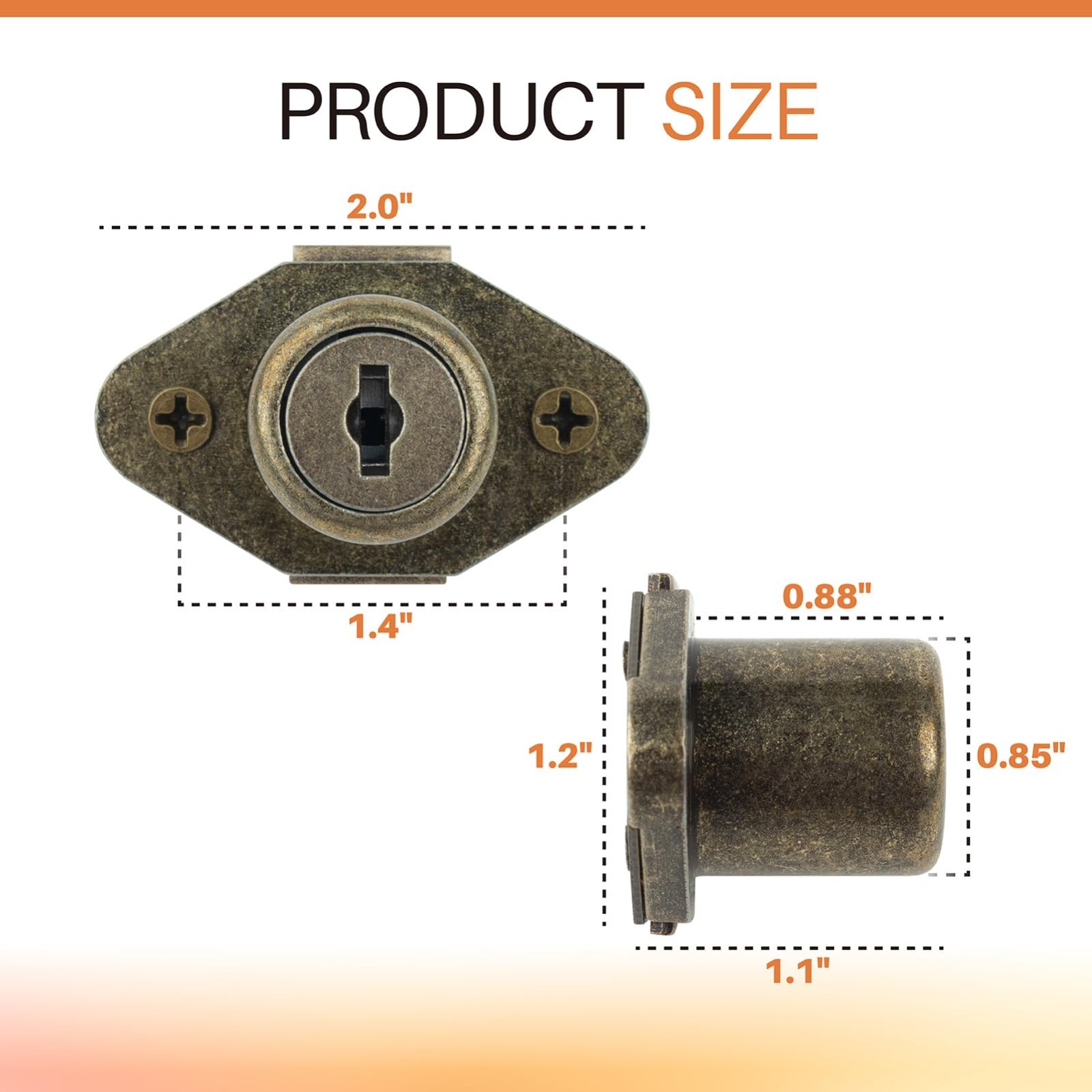 2 Pack Antique Bronze Drawer Locks with Keys – Secure Cabinet & Desk Lock Set