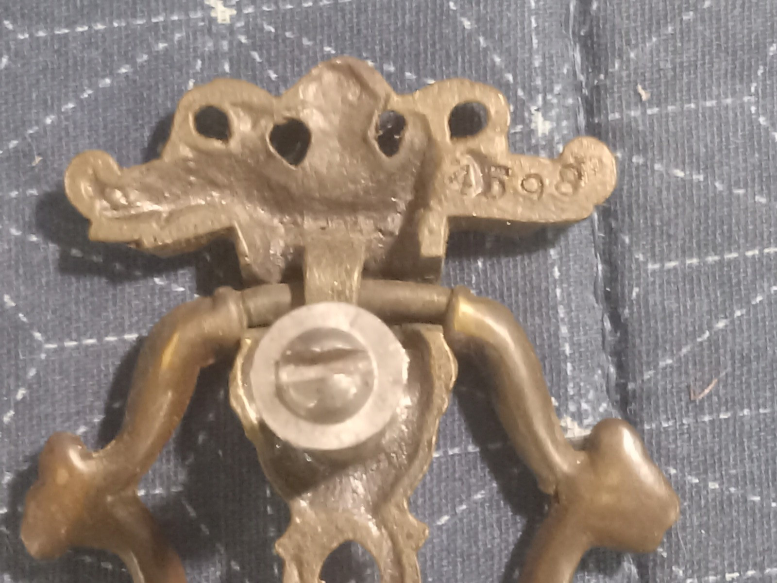 Antique Vintage Brass Ring Pull and Ornate Keyhole