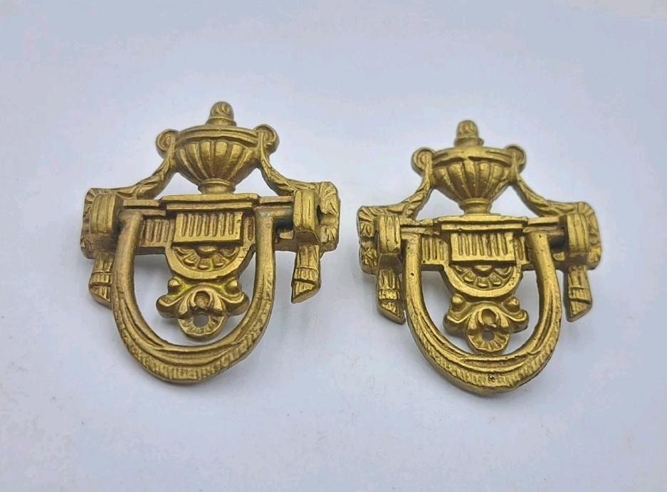 Antique Drop Handles Drawer Pulls Door Dresser Vintage Furniture Hardware Pair