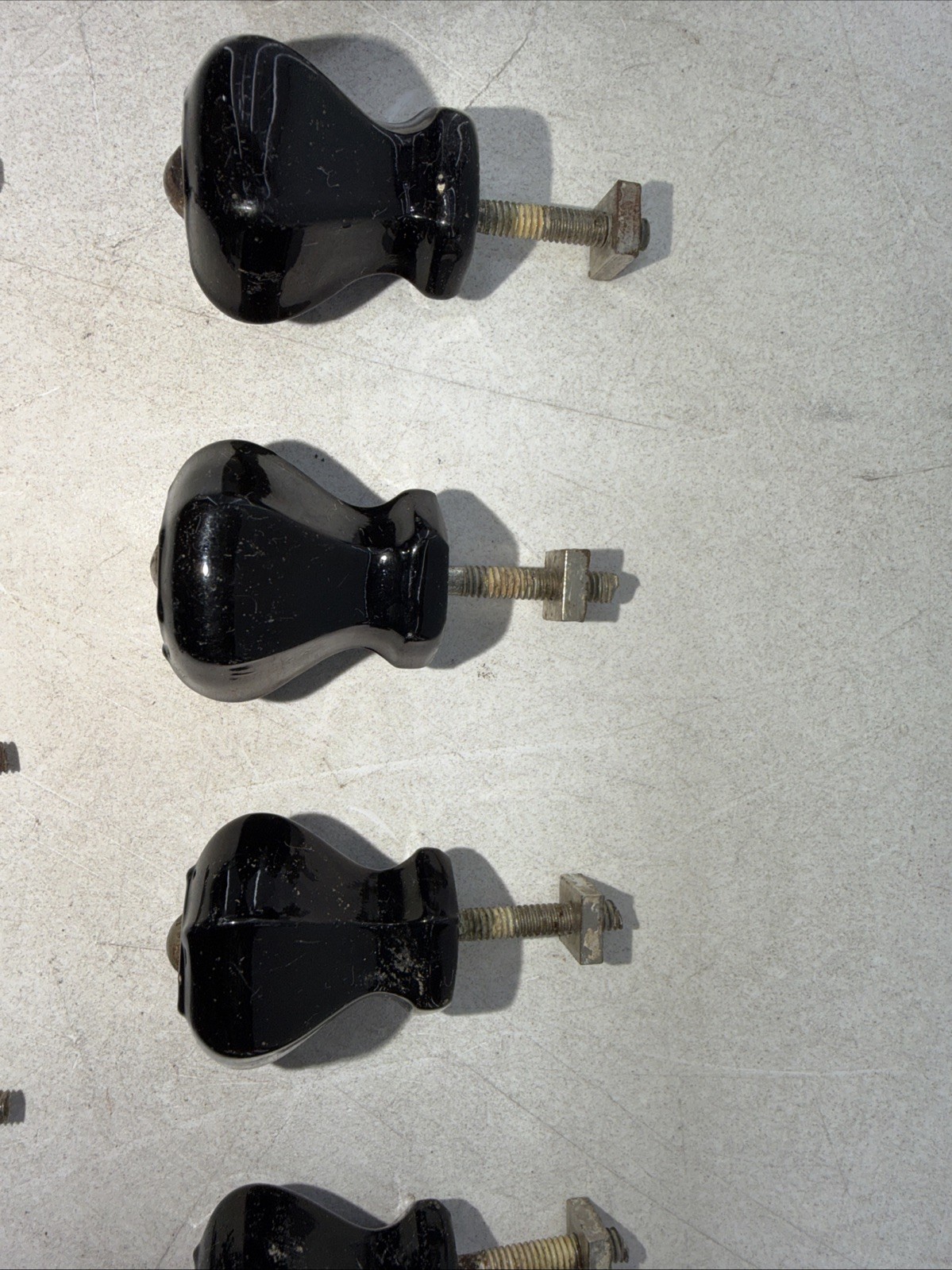 Vintage Black Porcelain Drawer Handles/Pulls Double Single