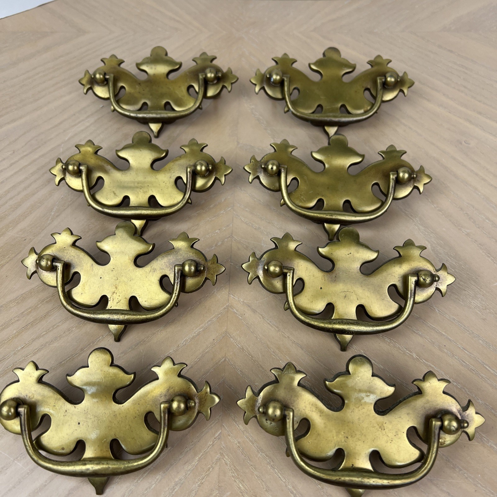 Vintage Keeler Brass Drawer Pull Drop Bail Handle Chippendale K7141 Lot Of 8