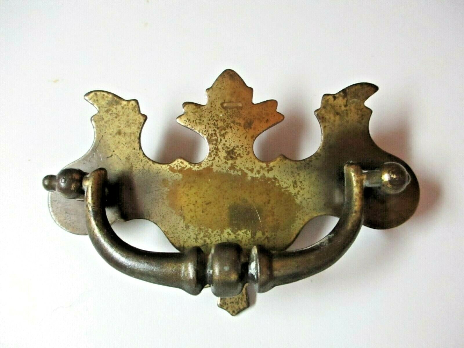 Drop Bail Pull Handle 1930s Antique English Brass 3″ Centers Chippendale 1 Vtg