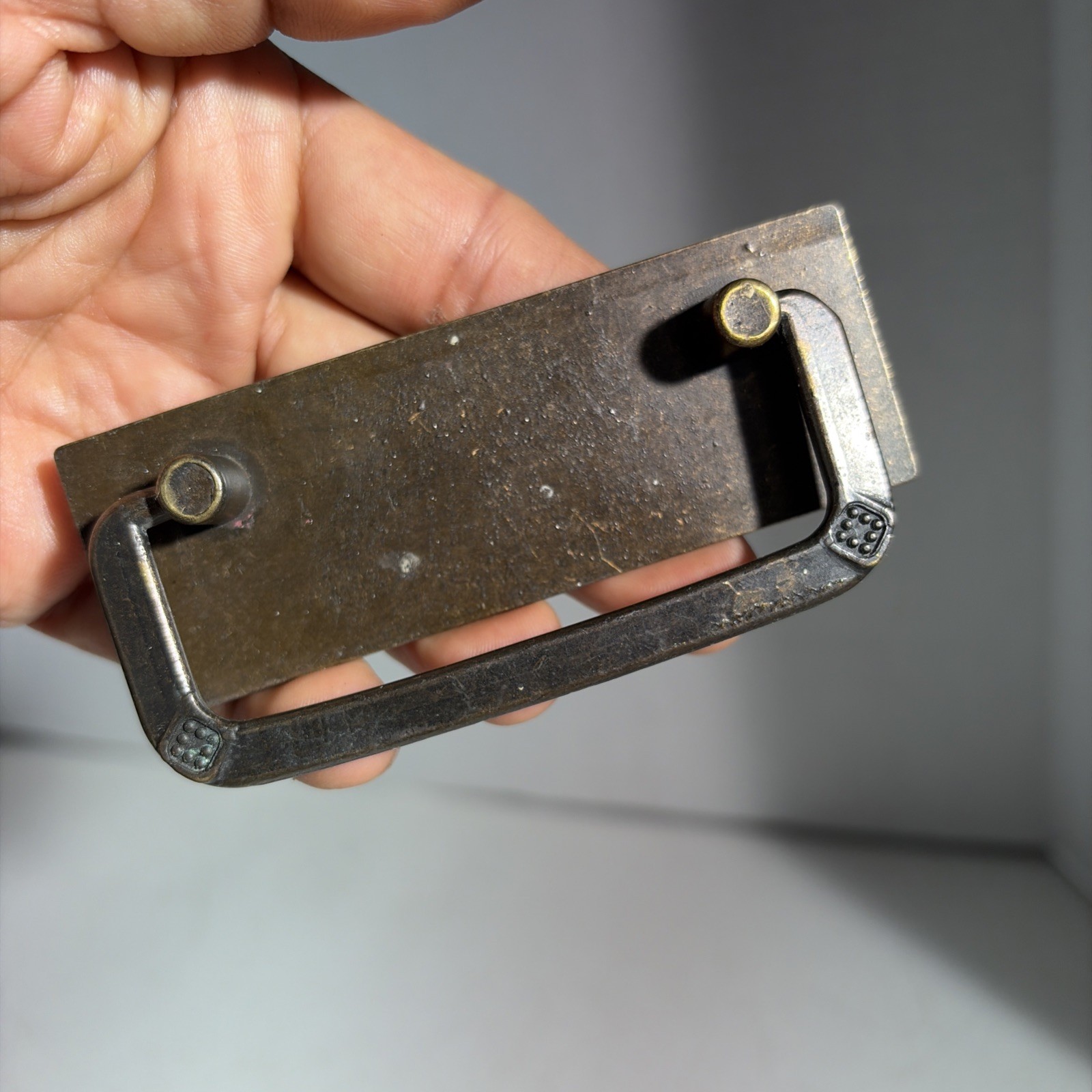 Vintage Single Mid Century Modern Bronze Drawer Bail Drop Pull Handle