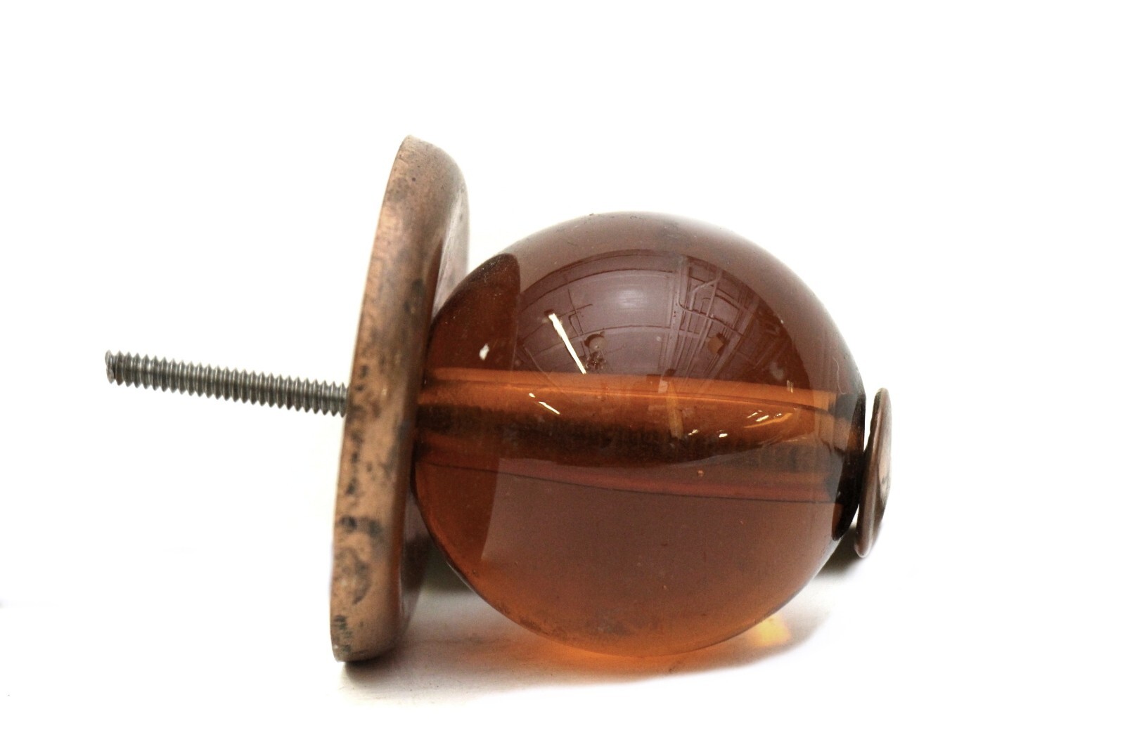 European Brown Glass & Brass 2 in. Drawer Cabinet Knob