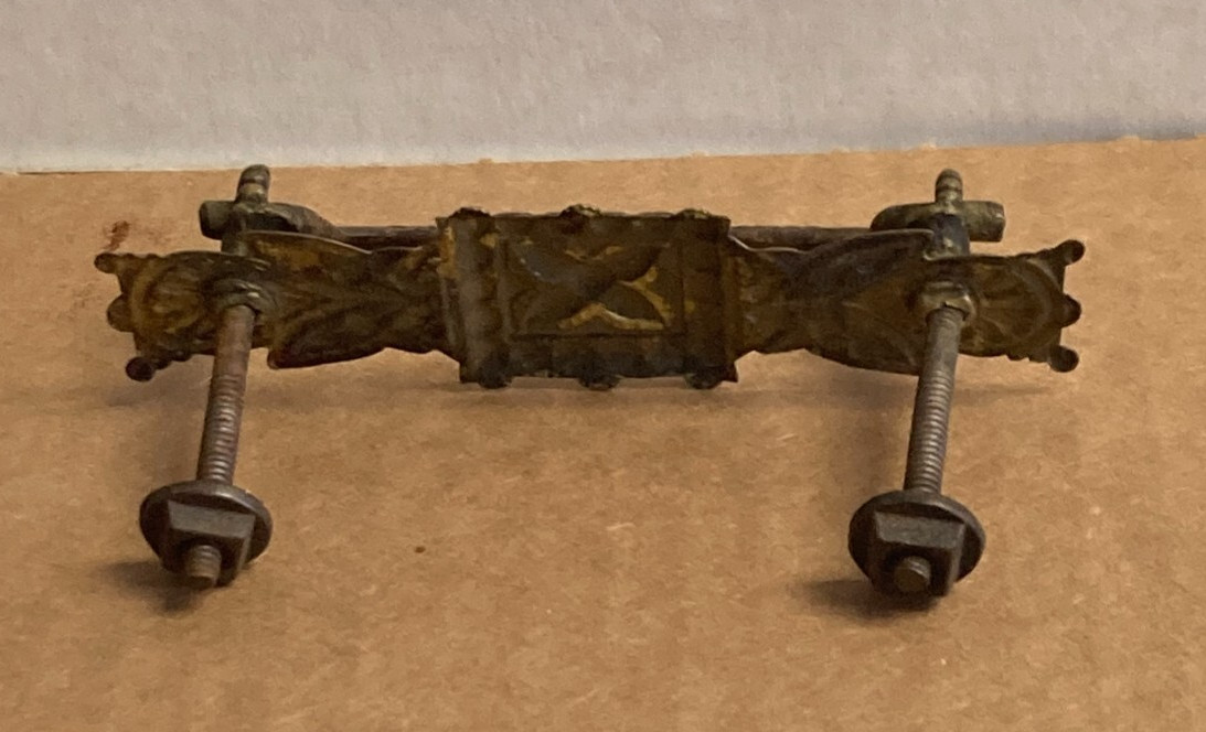 Antique Ornate Brass DROP Bail Pull Drawer Handle With Nuts 3″ Center To Center