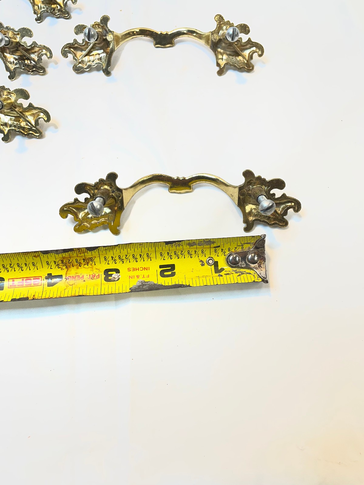 Vintage Ajax 990 Drawer Pulls Handles Scroll White Gold Ornate – Lot of 5