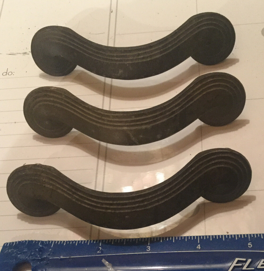 Lot 3 Art Deco Period 5” Draw Pulls Handles w/ Mount Holes 4.25” Apart 1920’s