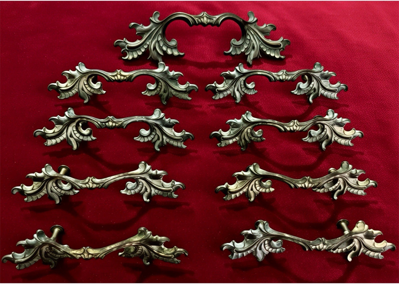 Vintage Brass Drawer Pulls Lot of 9 *Keeler Brass Co 1960s | French Provincial