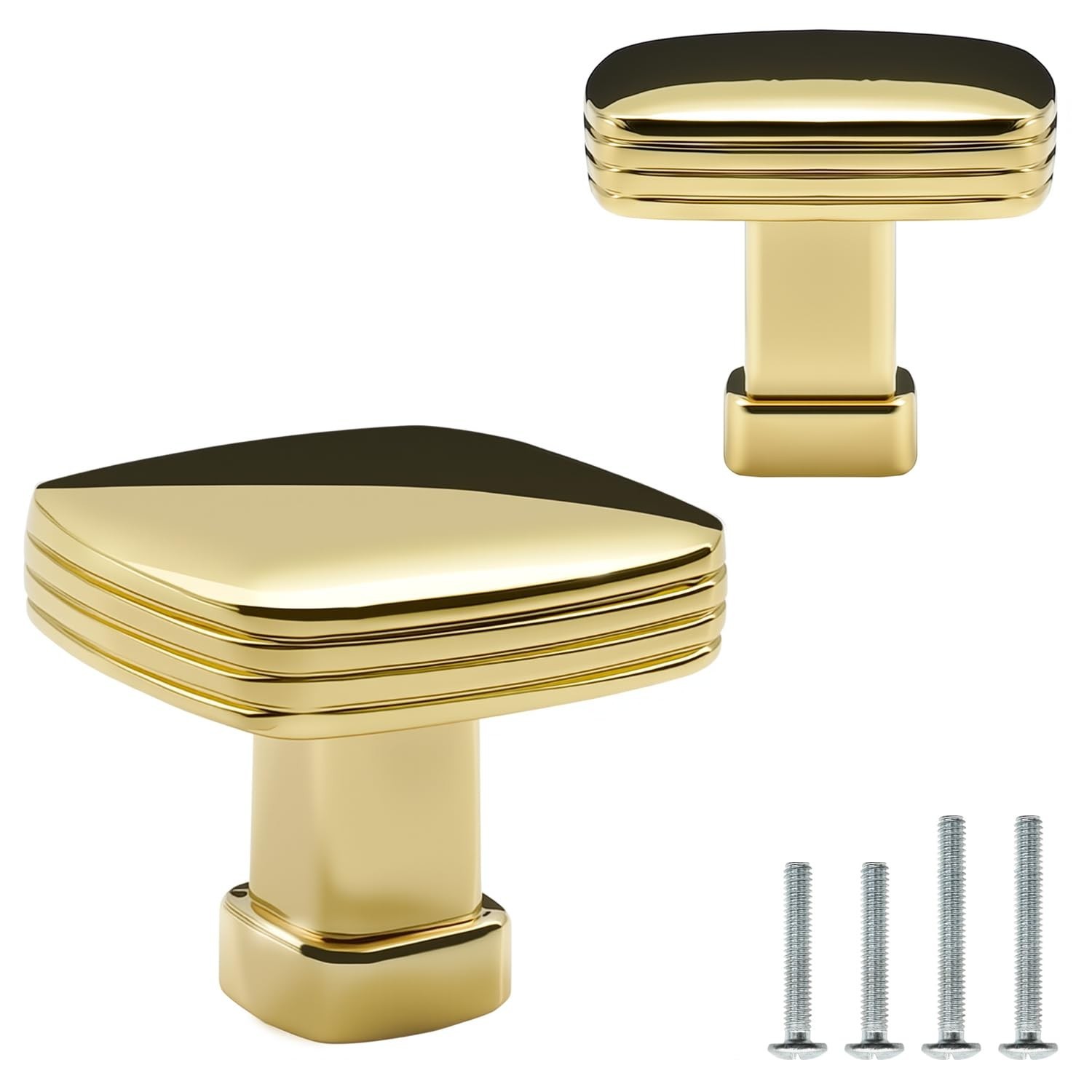 10 Pack Cabinet Knobs Polished Brass 1-3/16 Inch(30mm) Length Zinc Alloy Shin…