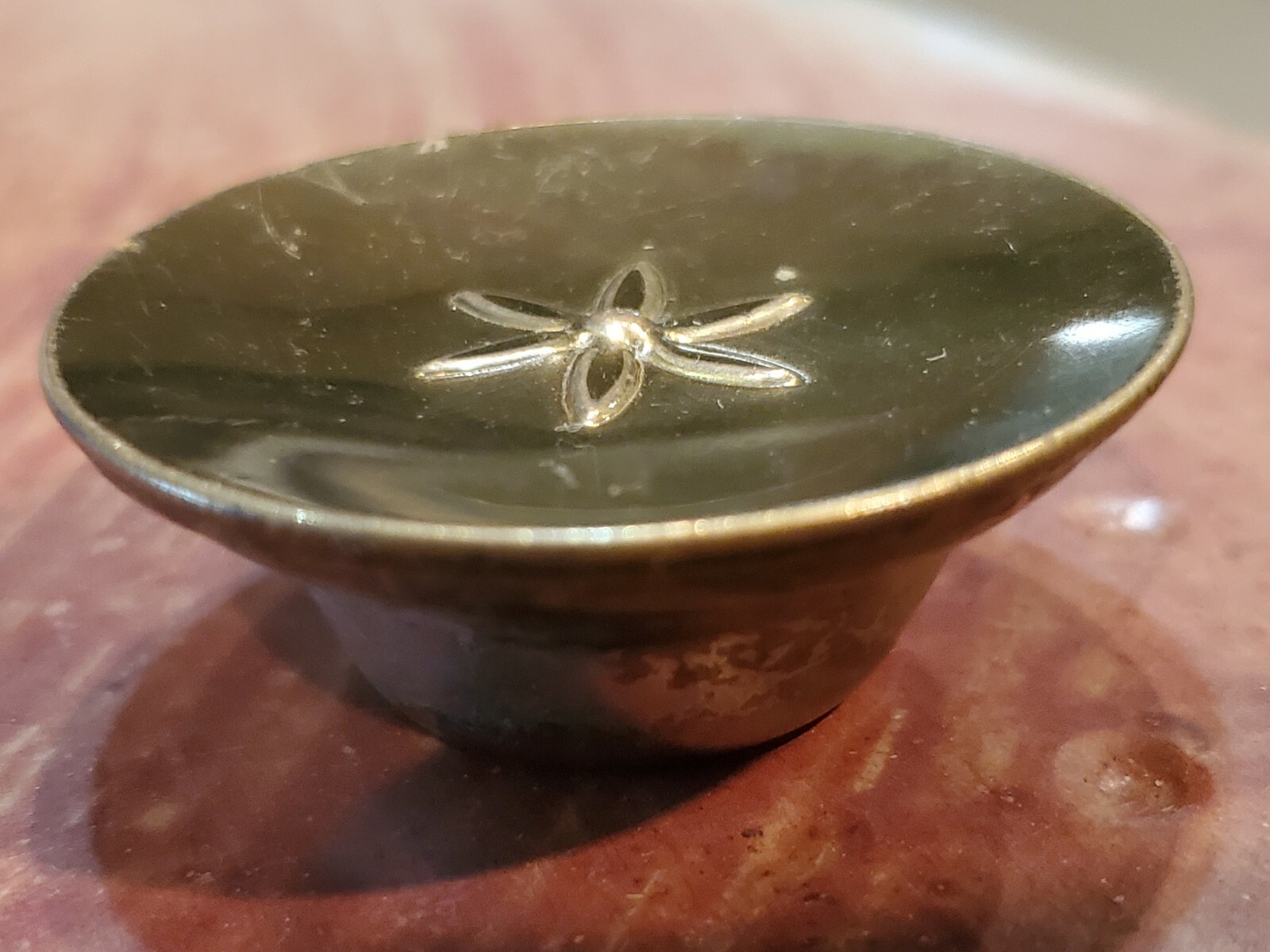 Vintage 1 3/4″ Brass floral knob pull cabinet knob handle round flower JAPAN