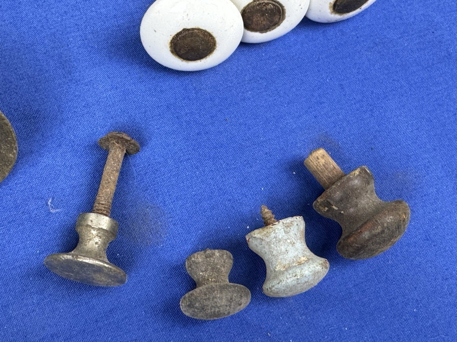 21 Antique & Vintage Pull Knobs, Door or Drawer, Metal (Tin, Steel), Glass, Wood