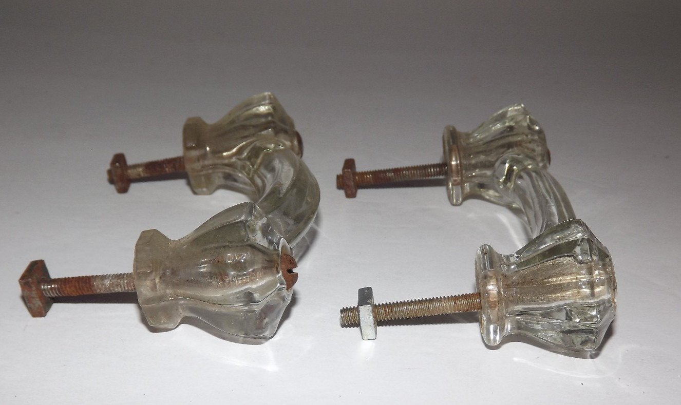 Vintage Lot Set Of 4 Glass Drawer Pulls