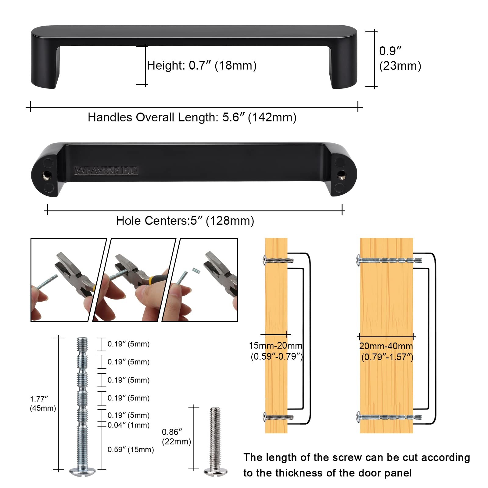 Weaverbird 4 Pack Cabinet Handles Pearl Black Drawer Pulls Furniture Cabinet