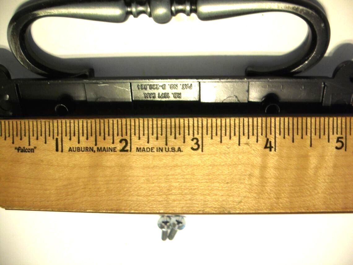 Vintage Silver/Pewter & Black Gothic Drawer Pull Drop Bale Dresser Handle