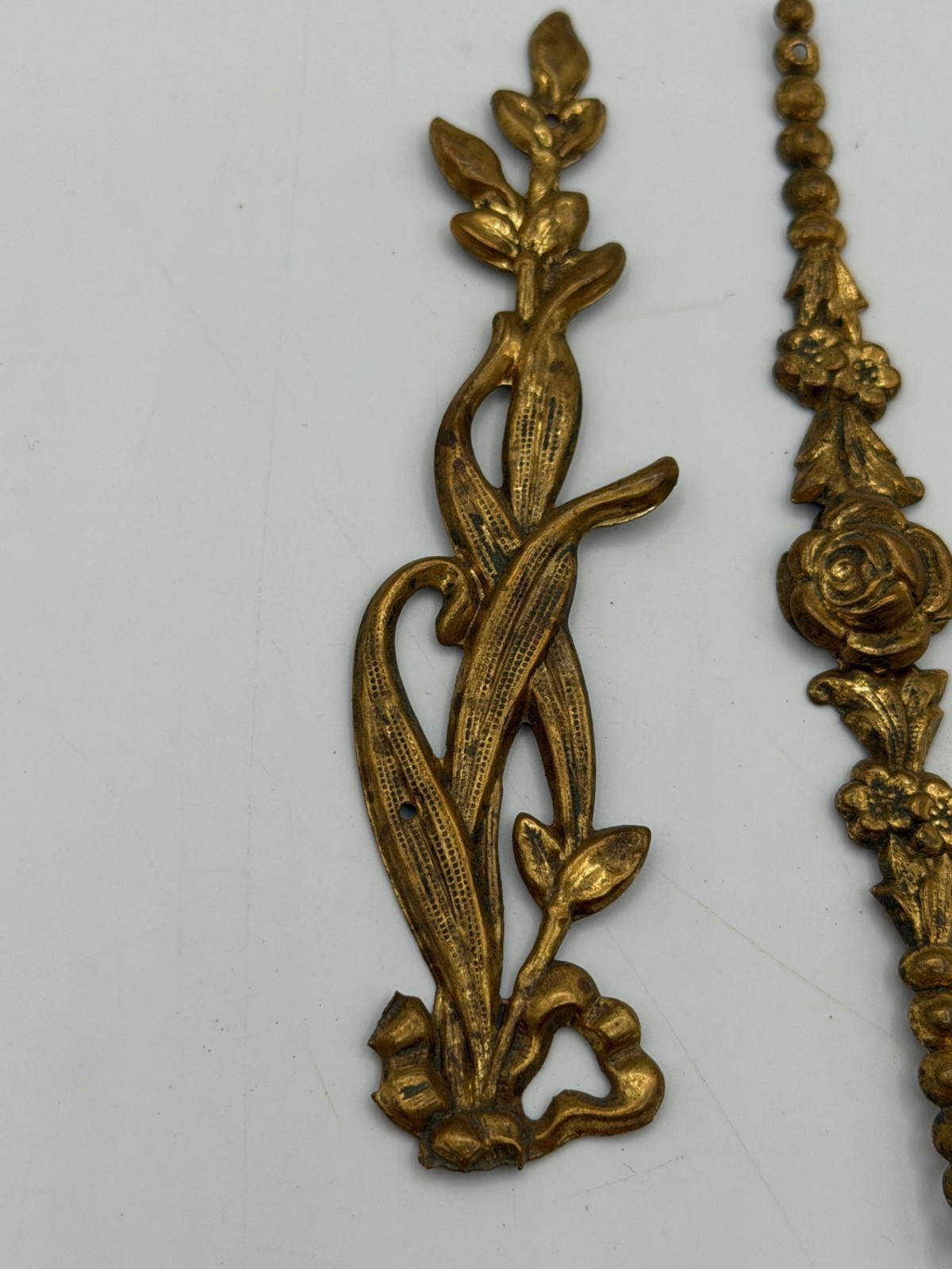 Vintage Lot Metal Furniture Appliques and Keyhole Decorations, New and Used.