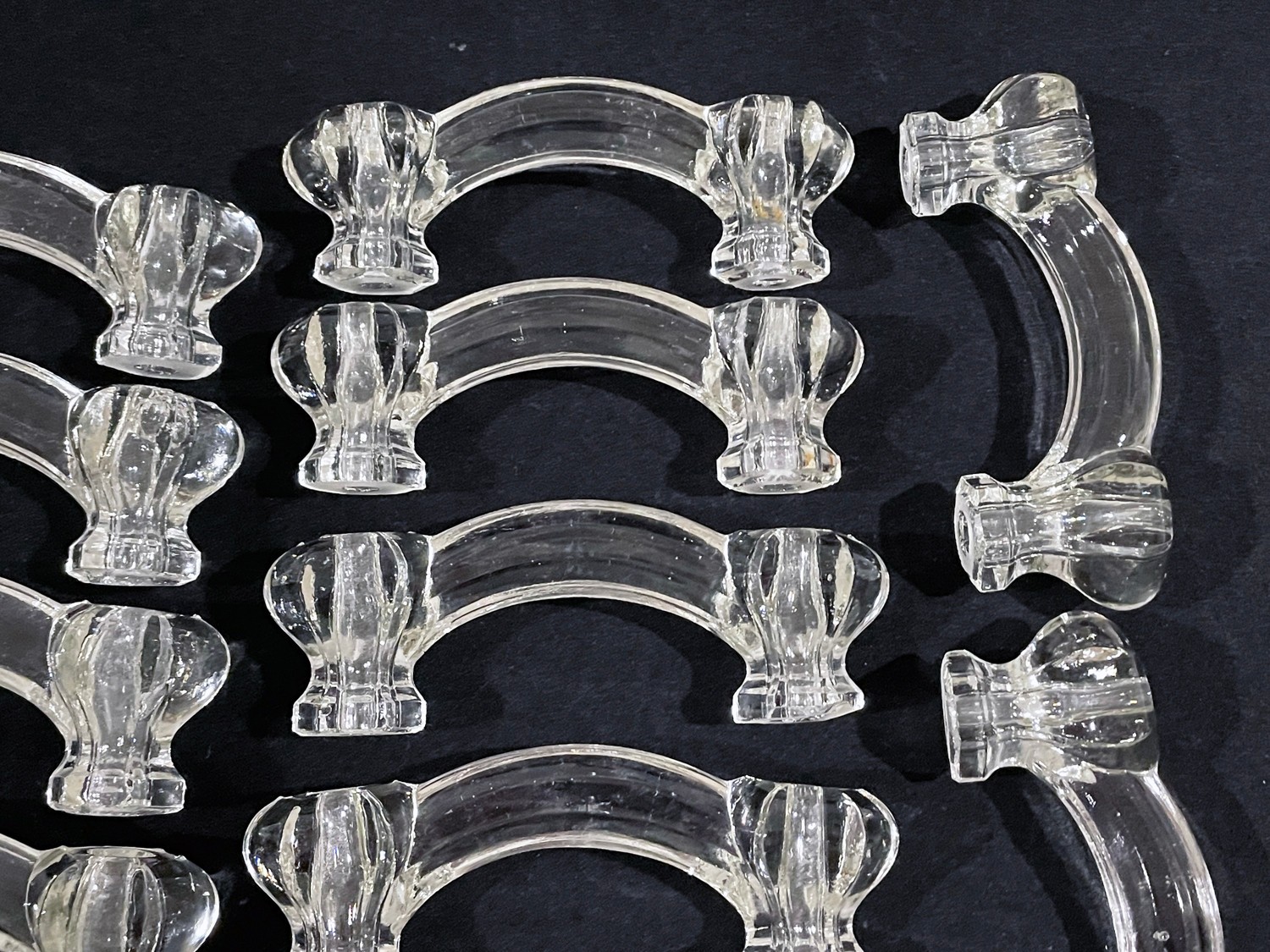Group of 17 Vintage CLEAR CRYSTAL GLASS DRAWER PULLS