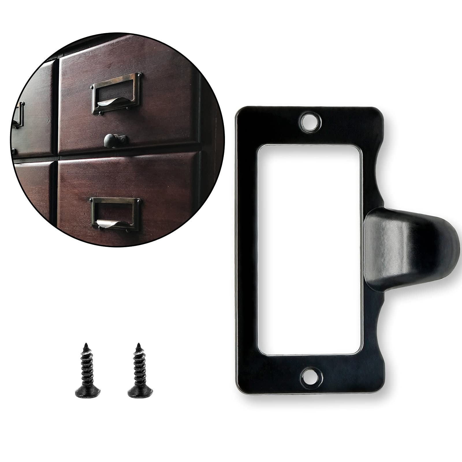 Rierdge Antique Black Card Catalog Drawer Pulls, Small, 20 Pcs Blakc