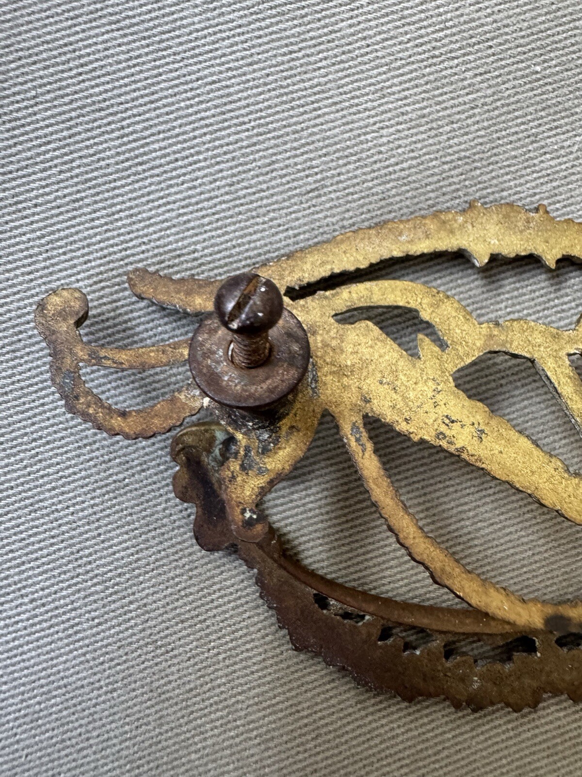 Antique Ornate Floral Pattern Bronze Tone Metal Drawer Pull