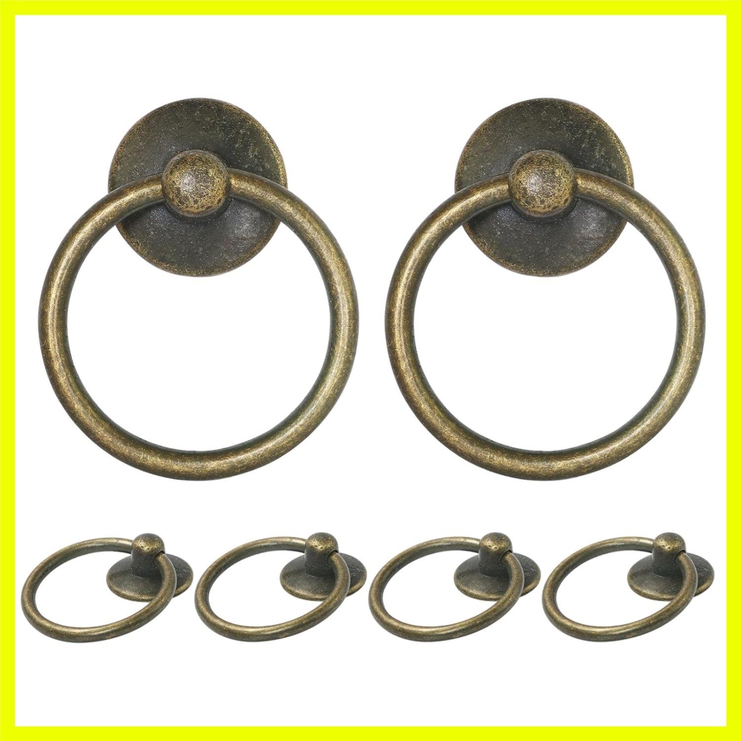 Durable Vintage-Style 6pcs Antique Brass Drawer Pulls, Easy Install Knobs