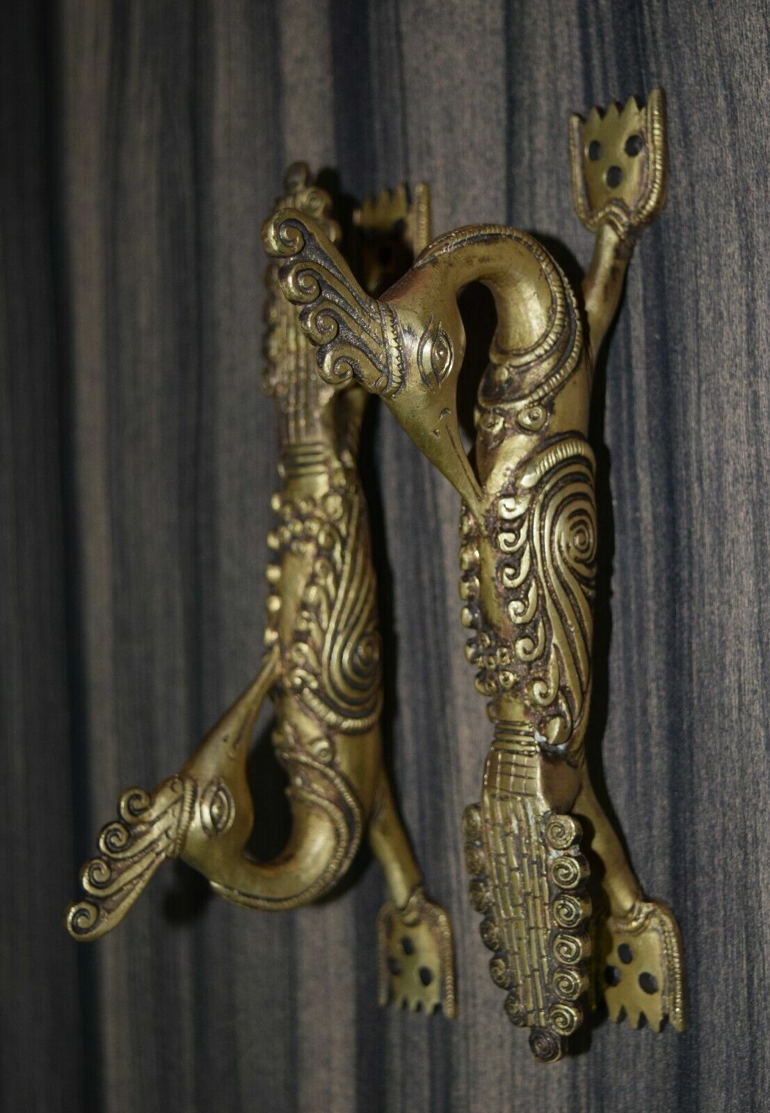 Brass Peacock Door Pull Set 8” Inches Bird Crafted Door Handles Furniture GTX