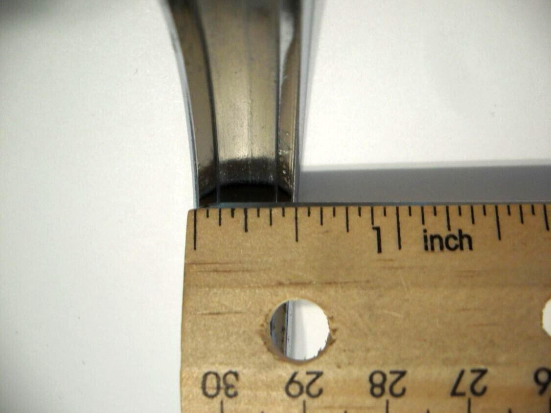 Vintage Chrome Drawer Strap Pull Cabinet Door Handle Raised Face Pointed Ends