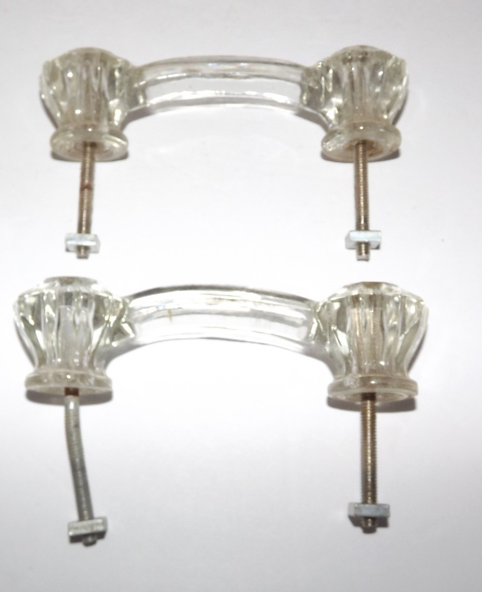 Vintage Lot Set Of 4 Glass Drawer Pulls