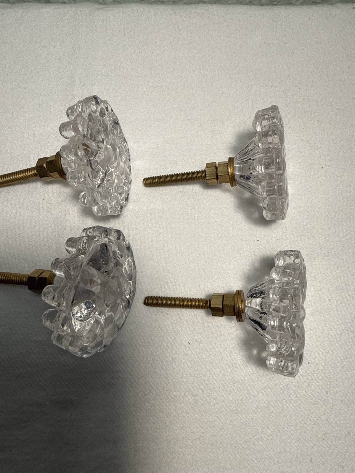 DRAWER CABINET KNOB PULL Flower Floral Clear Glass Fancy Chic Cottage LOT 4