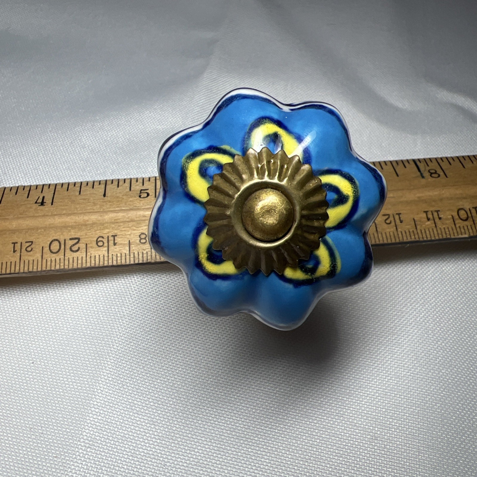 Antique Drawer Pulls 1.75” Blue Pattern Cabinet Kitchen Door Knob Handle
