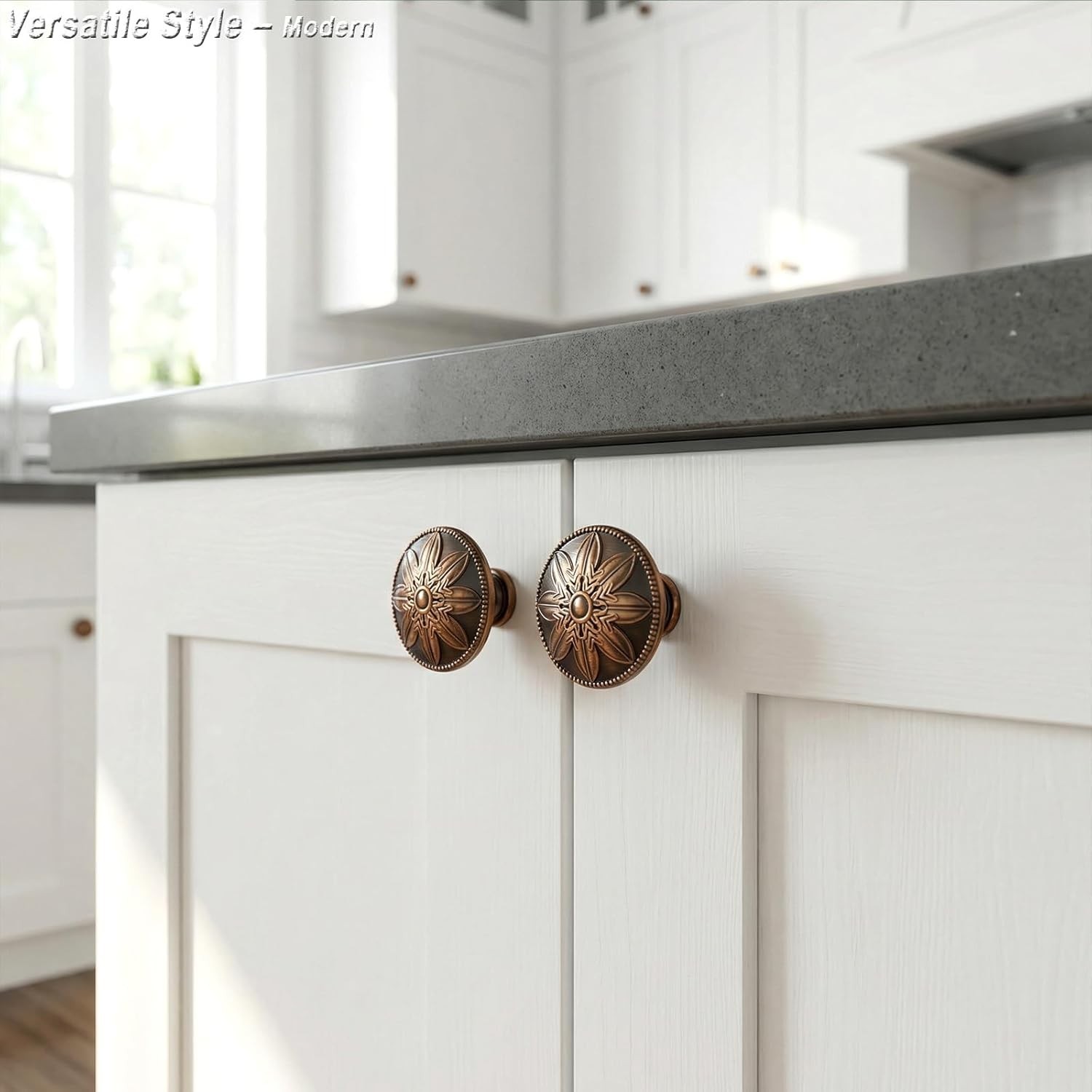 Antique Brass Cabinet Knobs 8 Pack Vintage Round Drawer Pulls for Cabinets