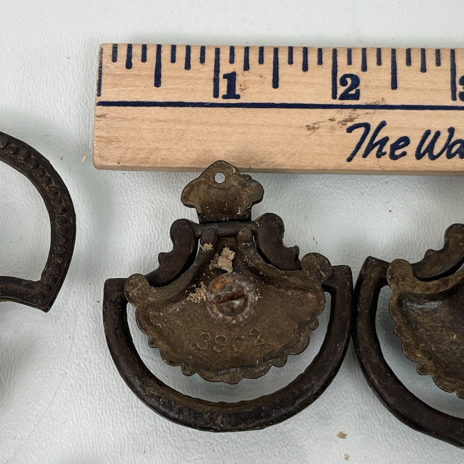 Vintage Victorian Art Nouveau Aged Brass Drawer Drop Pull Shell w/ Knobs LOT