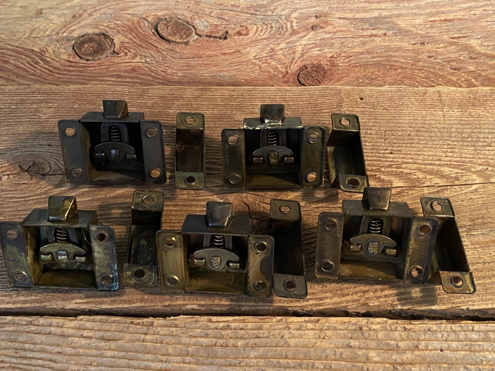 Vtg LOT of 8 Cabinet Cupboard Door Latch Closures & Keepers Twist Knob ALL Work!
